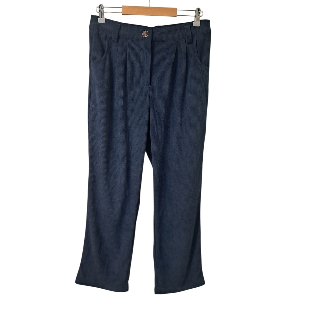 Halara Navy Ribbed Wide Leg Pants Women’s Medium NWT Elastic Waist Trouser